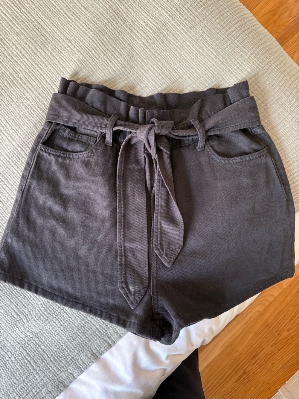 Joe's Jeans Charcoal Gray Paperbag Tie-Waist Shorts